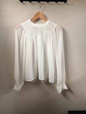 Gap Cream Sheer Crew Neck Dual Layered Flowy Top